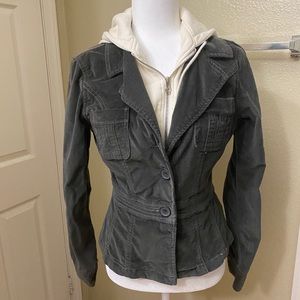 Nori Corduroy Button/Zippered Hooded Jacket